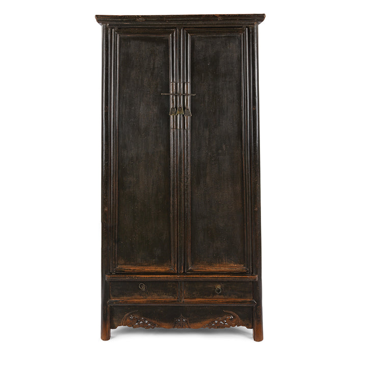 Antique Chinese Black Lacquer Round Corner, Round Leg Style Taper Cabinet From Shanxi - Early 19thC | Indigo Antiques