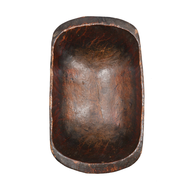 Top Down VIew Of Vintage Poplar Bowl From Tibet | Indigo Antiques