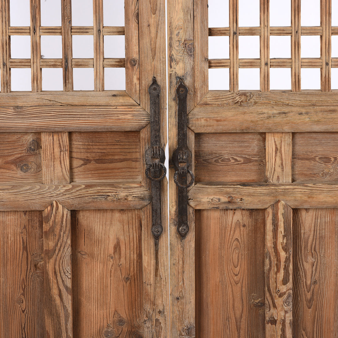 Handles Detail From Antique Chinese Pine Window Screen Panels | Indigo Antiques