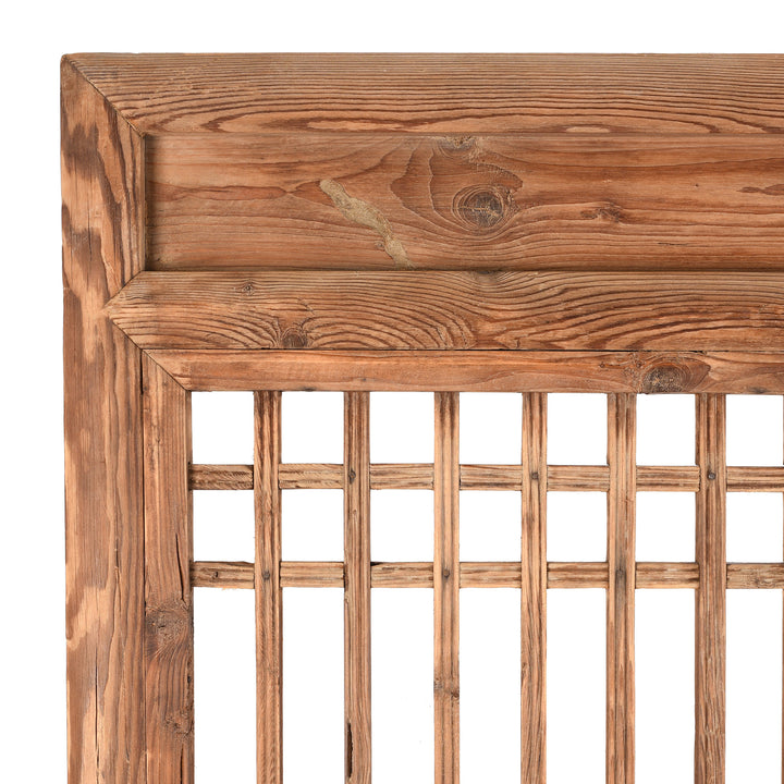 Corner Detail From Antique Chinese Pine Window Screen Panels | Indigo Antiques