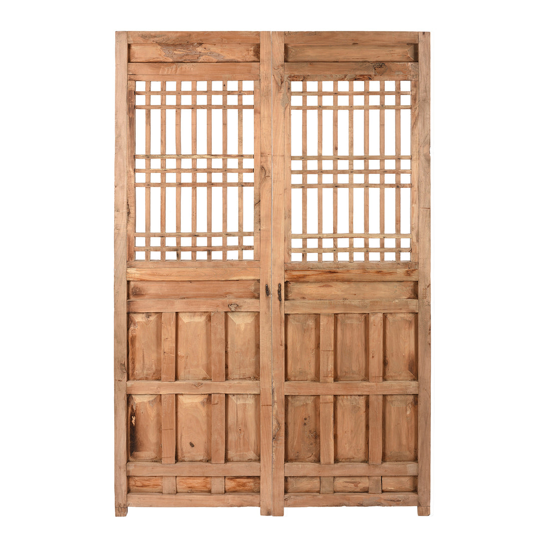 Back Of Antique Chinese Pine Window Screen Panels | Indigo Antiques