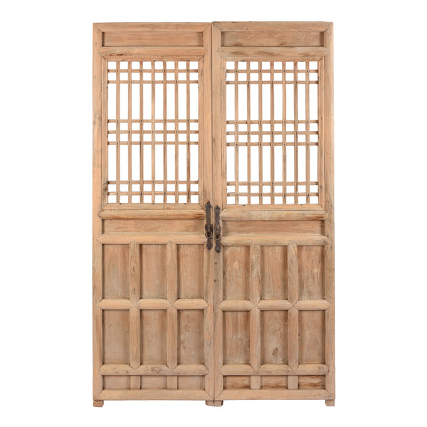 Bleached Chinese Lattice Screen From Shanxi - 19th Century