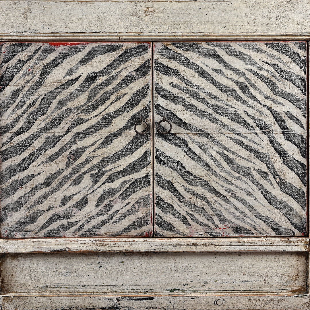 Detail From Painted Tiger Side Cabinet | Indigo Antiques