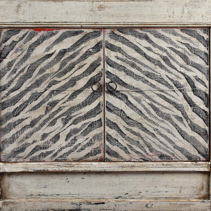 Detail From Painted Tiger Side Cabinet | Indigo Antiques