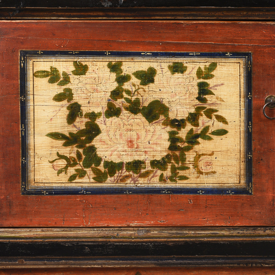 Door Painting From Antique Painted Sideboard From Gansu | Indigo Antiques