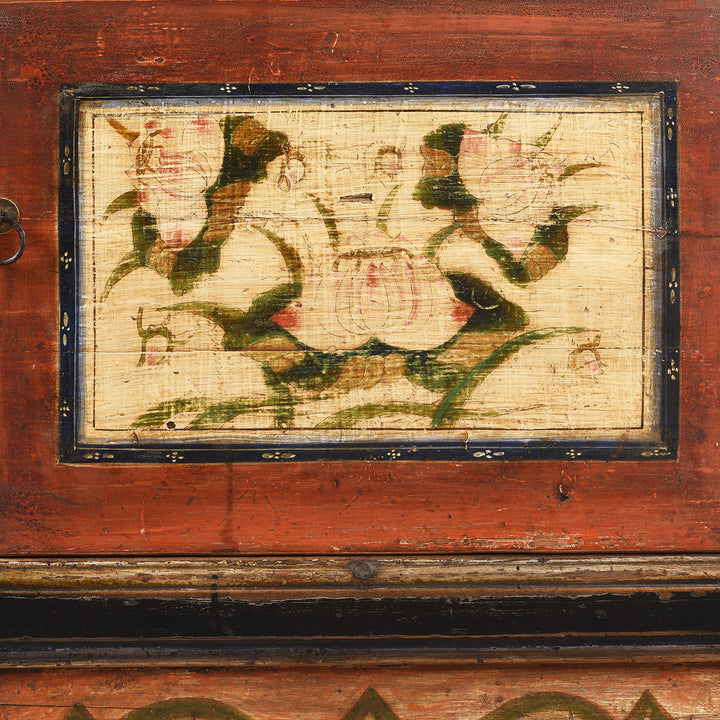 Door Painting From Antique Painted Sideboard From Gansu | Indigo Antiques