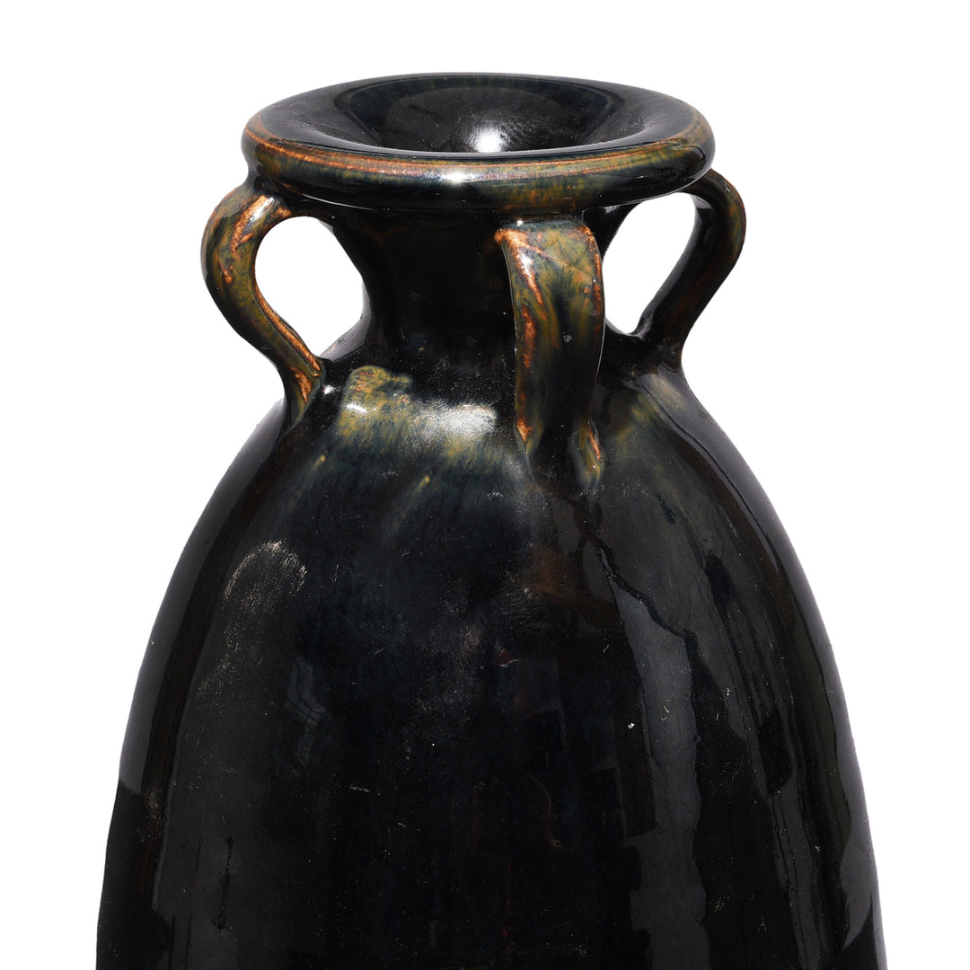 Rim Detail From Ribbed Meiping Black Glazed Stoneware Jar | Indigo Antiques