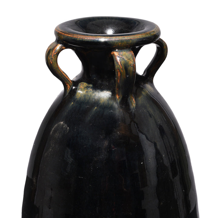 Rim Detail From Ribbed Meiping Black Glazed Stoneware Jar | Indigo Antiques