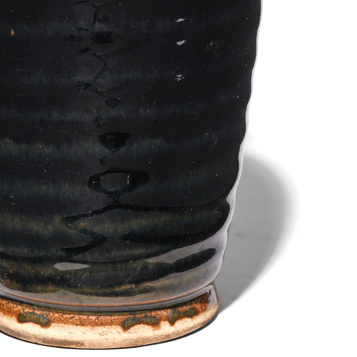 Ribbed Detail From Ribbed Meiping Black Glazed Stoneware Jar | Indigo Antiques