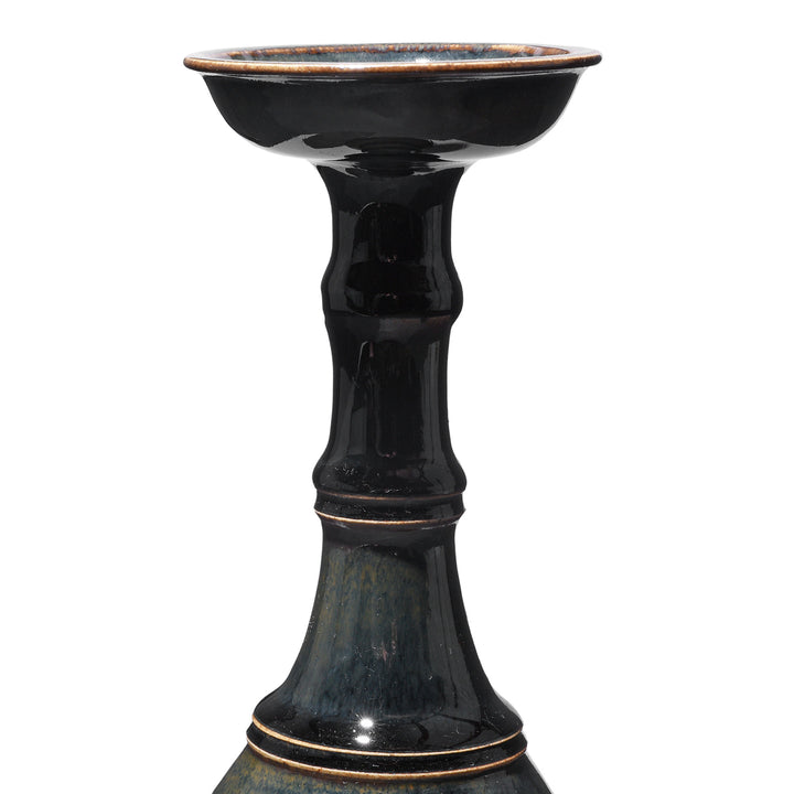 Neck Detail From Black Glazed Flower Vase | Indigo Antiques