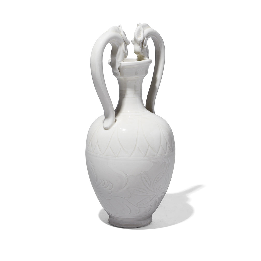 Angled View Of Porcelain Song Dynasty Style Goat Vase | Indigo Antiques