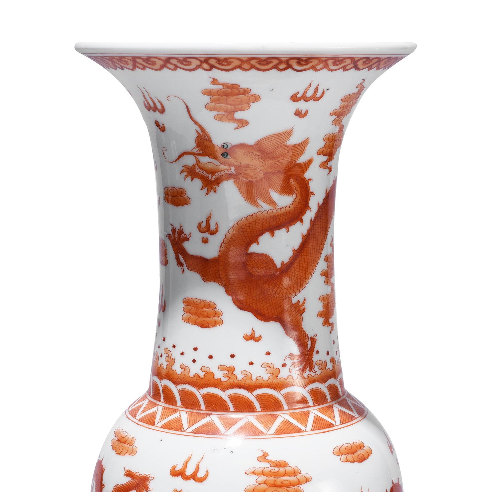 Dragon Detail From Chinese Burnt Orange Porcelain Fengweizen Vase | Indigo Antiques