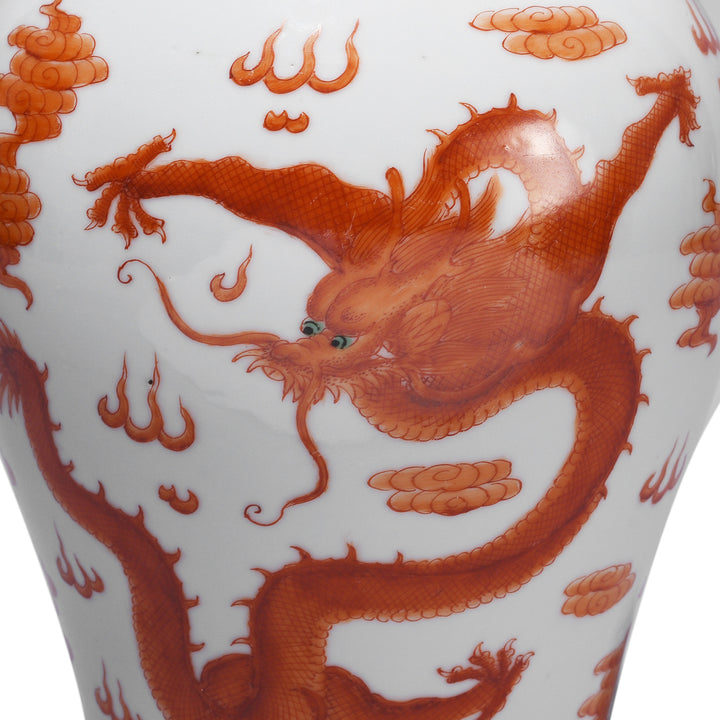 Dragon Detail From Chinese Burnt Orange Porcelain Fengweizen Vase | Indigo Antiques