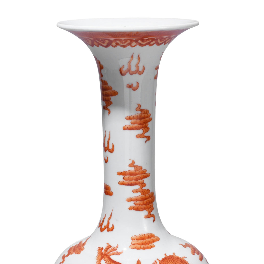 Neck Detail From Chinese Burnt Orange Porcelain Fengweizen Vase | Indigo Antiques