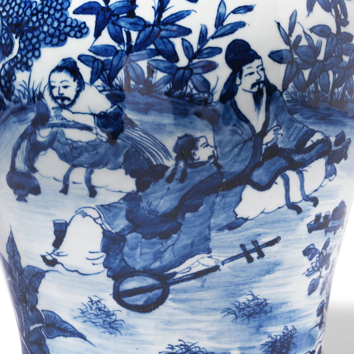 Design Detail From Chinese Blue & White Porcelain Temple Jar - Seven Masters | Indigo Antiques