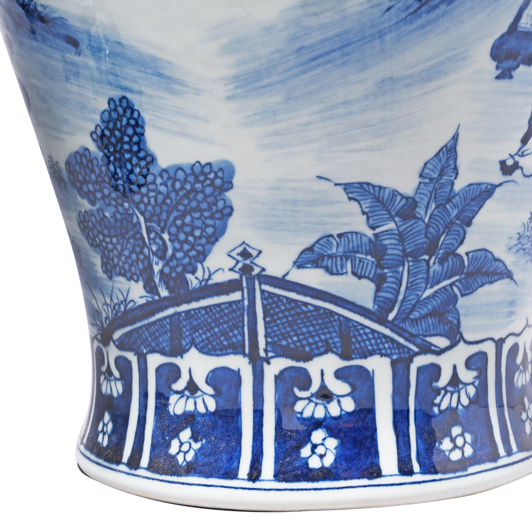 Design Detail From Chinese Blue & White Porcelain Temple Jar - Seven Masters | Indigo Antiques