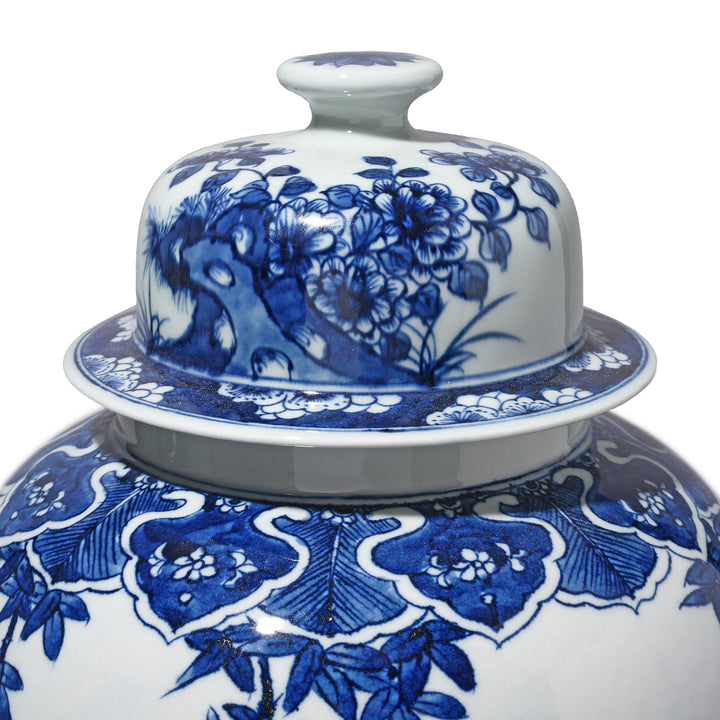 Lid Detail From Chinese Blue & White Porcelain Temple Jar - Seven Masters | Indigo Antiques