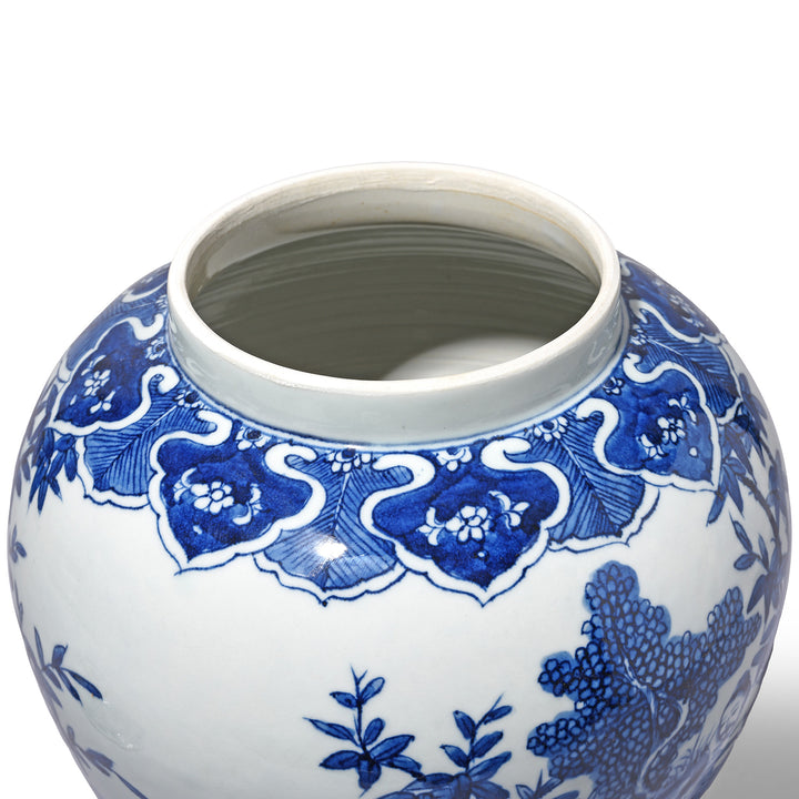 Interior Detail From Chinese Blue & White Porcelain Temple Jar - Seven Masters | Indigo Antiques