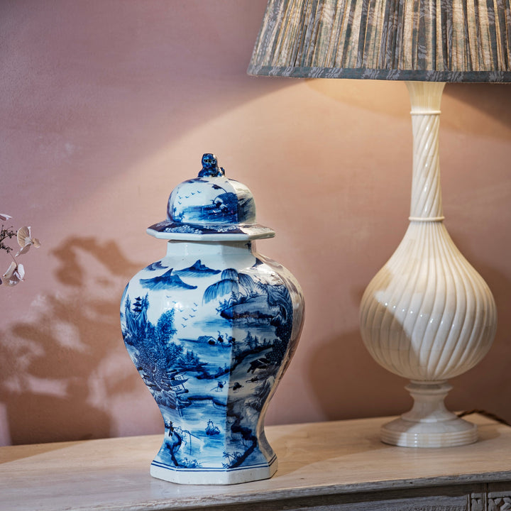 Octagonal Blue & White Porcelain Temple Jar | Indigo Antiques