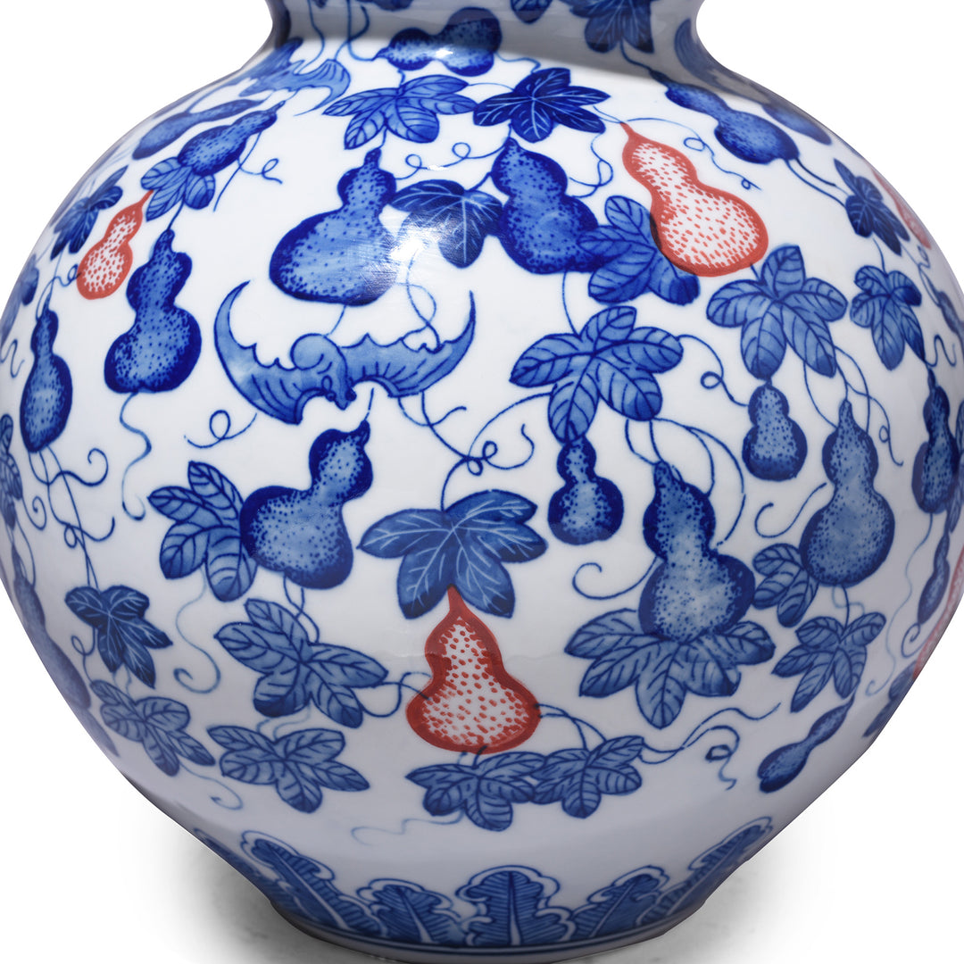 Artwork Detail From Iron Red, Blue & White Porcelain Huluping Double Gourd Vase | Indigo Antiques