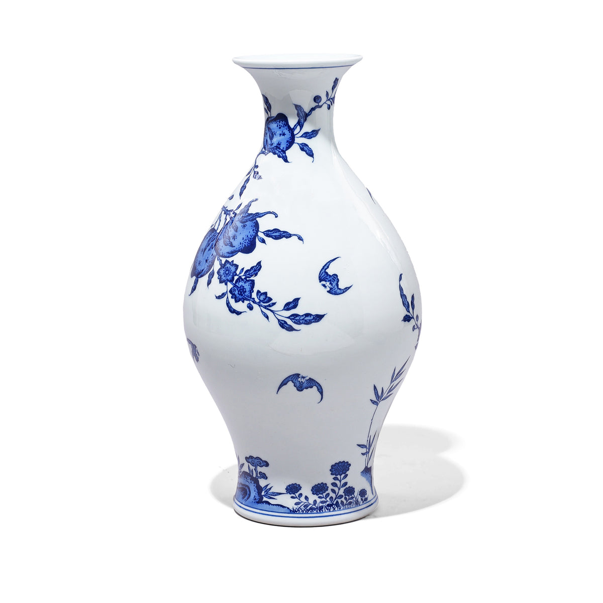 Back Of Blue & White Porcelain Fengweizun Vase - Peach Tree Design | Indigo Antiques