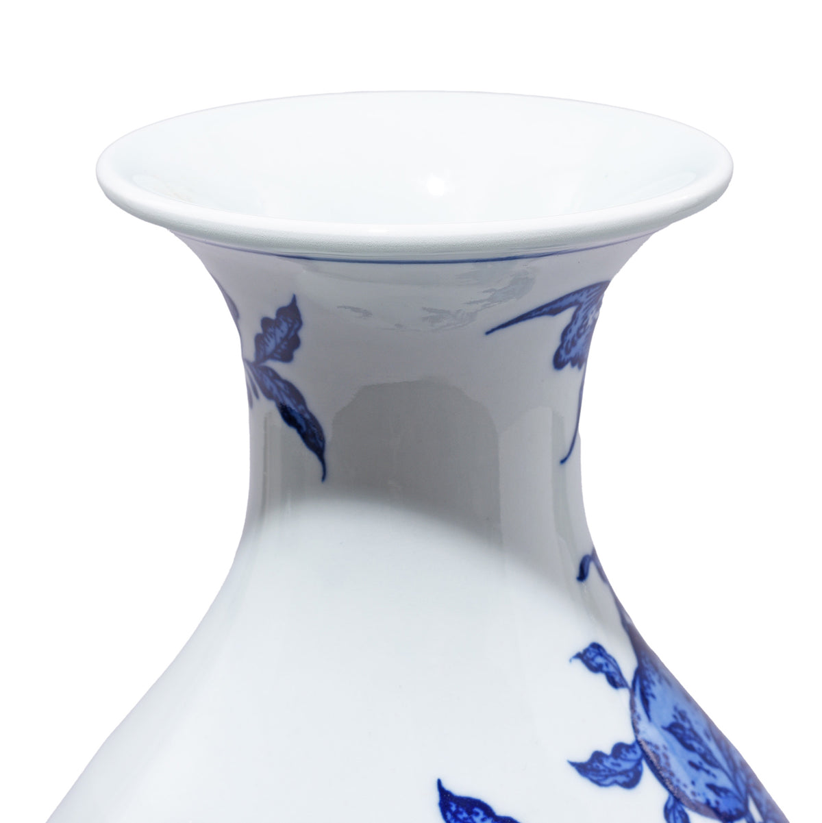 Neck Detail From Blue & White Porcelain Fengweizun Vase - Peach Tree Design | Indigo Antiques