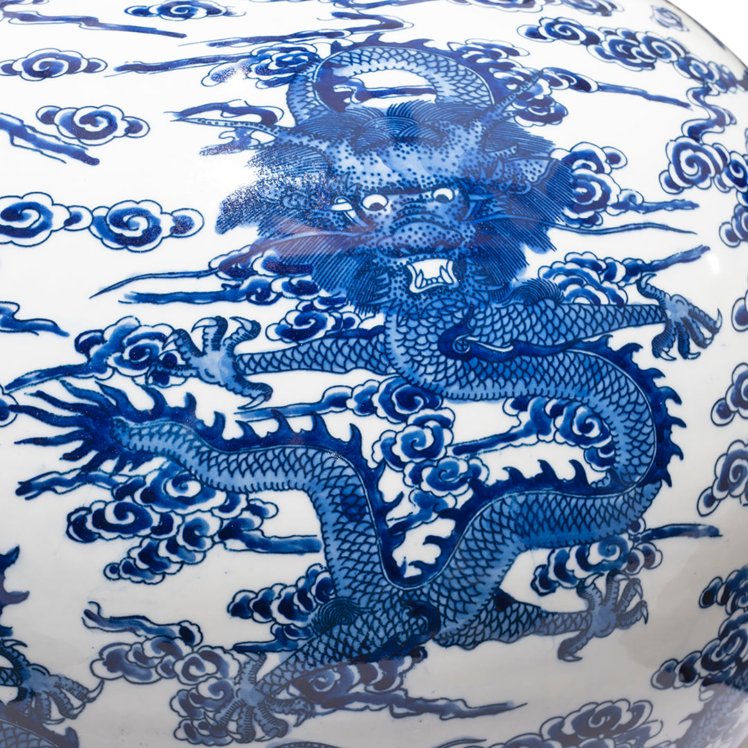Dragon Detail From Blue & White Porcelain Vase - Dragon Design | Indigo Antiques