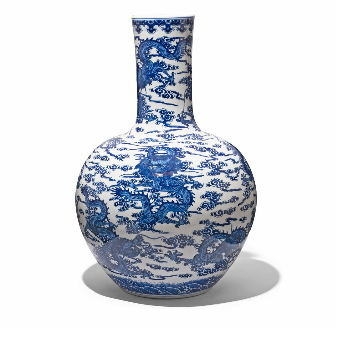 Blue & White Porcelain Vase - Dragon Design | Indigo Antiques