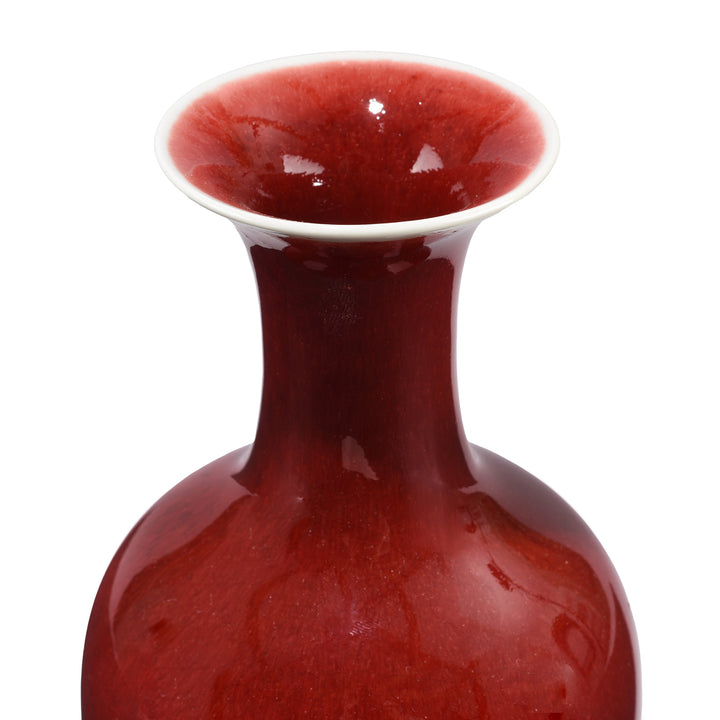 Top View Of Flambe Glaze Small Porcelain Flower Vase