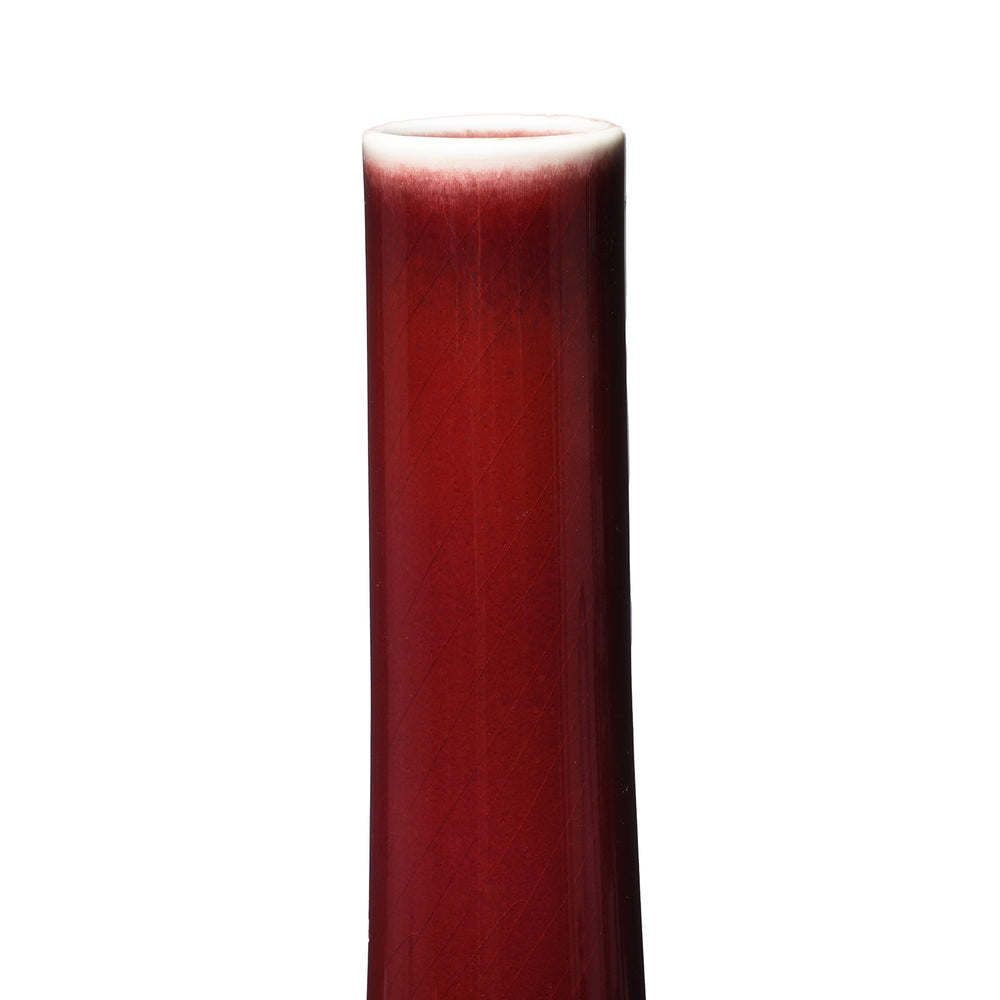 Neck Detail From Flambe Glaze Porcelain Slender Neck Bottle Vase | Indigo Antiques