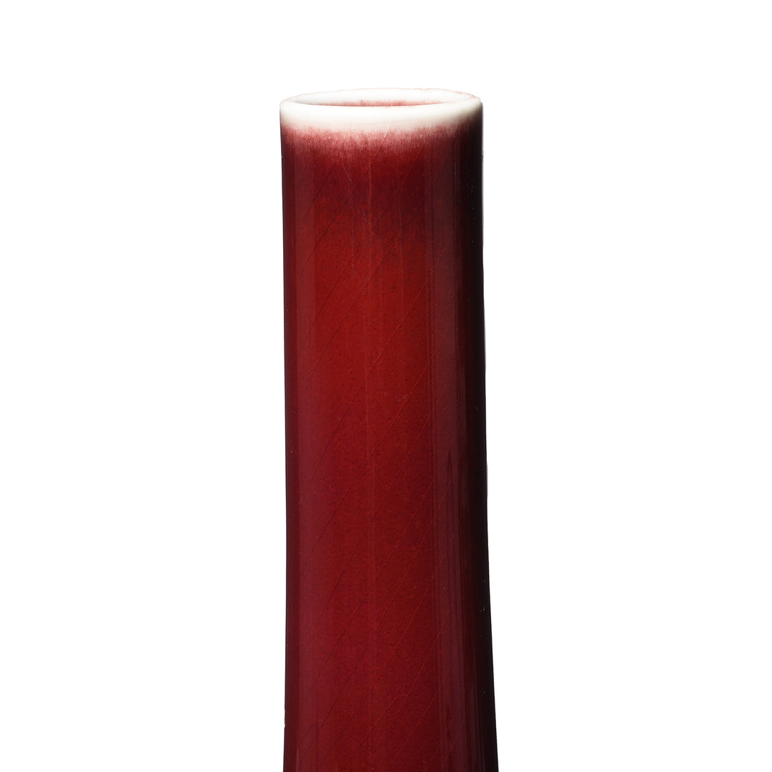 Neck Detail From Flambe Glaze Porcelain Slender Neck Bottle Vase | Indigo Antiques