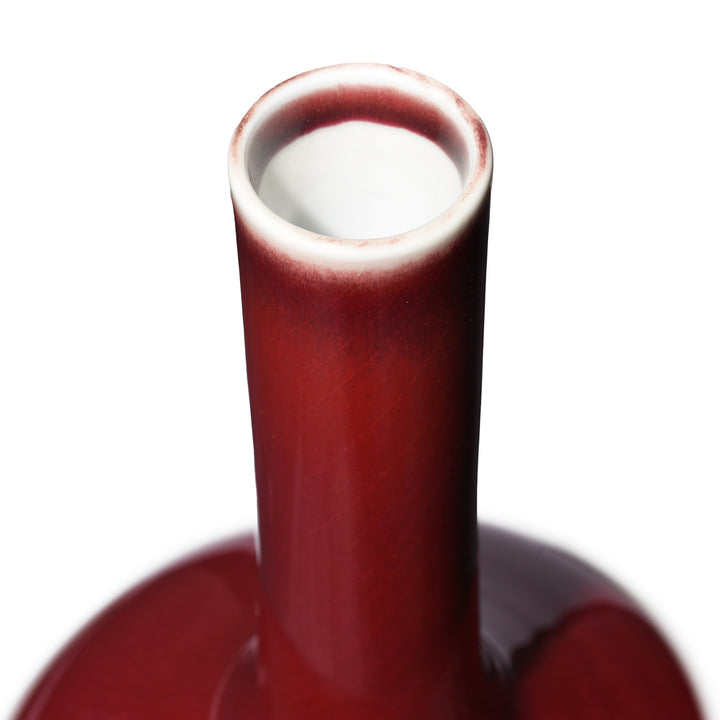 Interior Detail From Flambe Glaze Porcelain Slender Neck Bottle Vase | Indigo Antiques