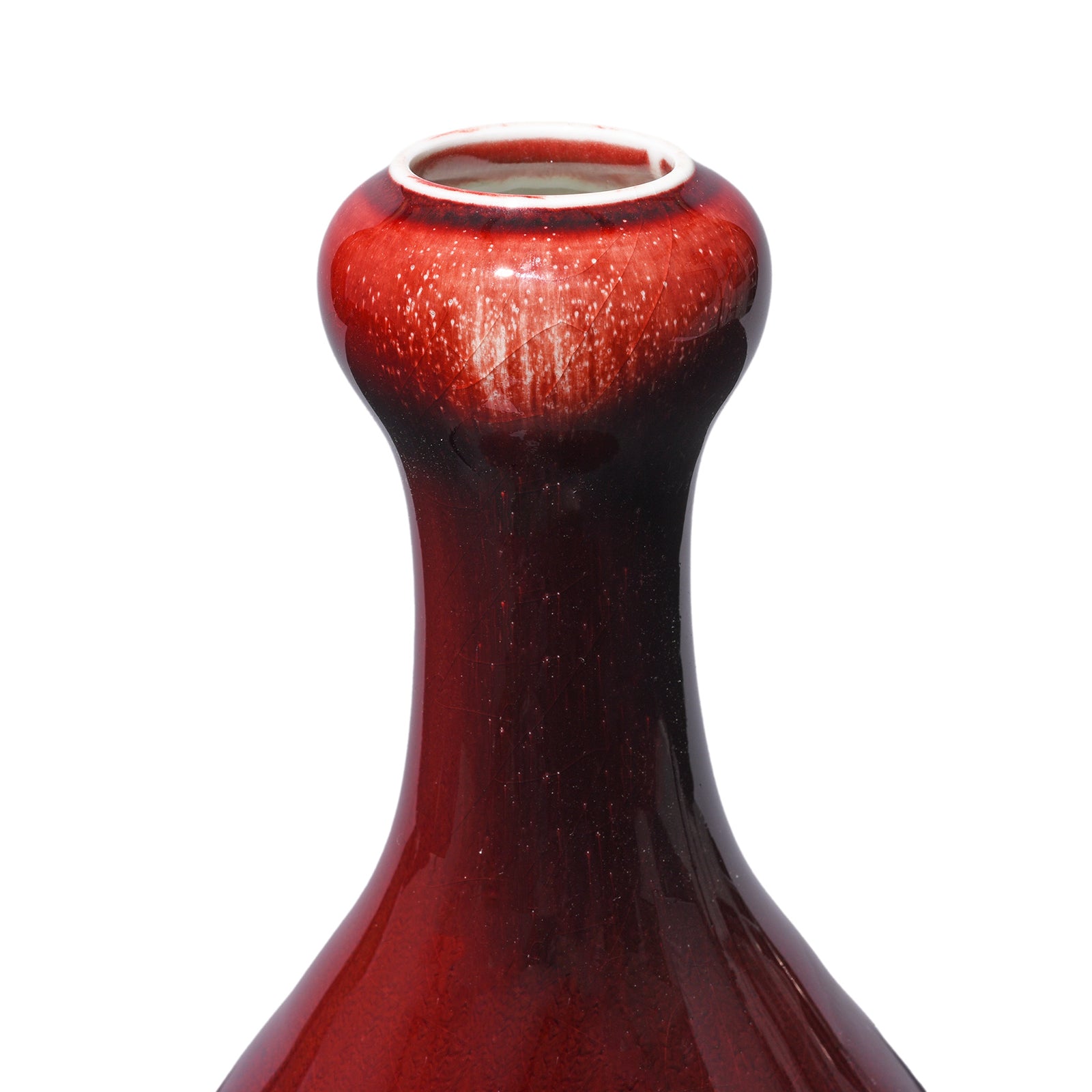 Rim Detail From Flambe Glaze Porcelain Garlic Mouth Vase | Indigo Antiques
