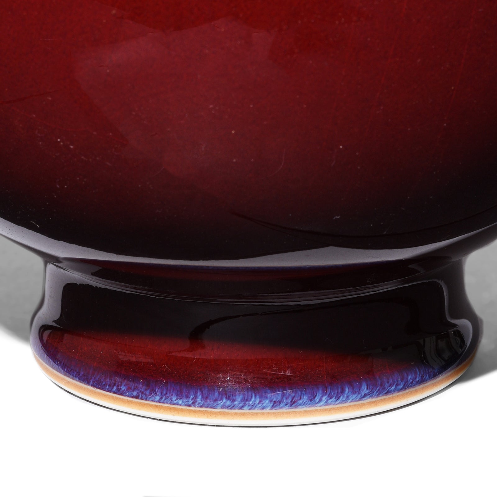 Base Detail From Flambe Glaze Porcelain Garlic Mouth Vase | Indigo Antiques
