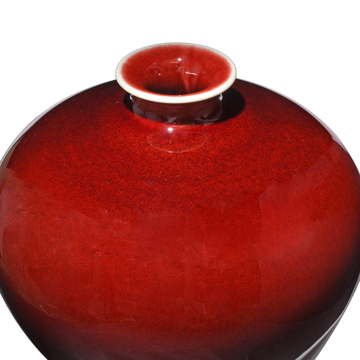 Rim Detail From Flambe Glaze Porcelain Meiping Vase | Indigo Antiques