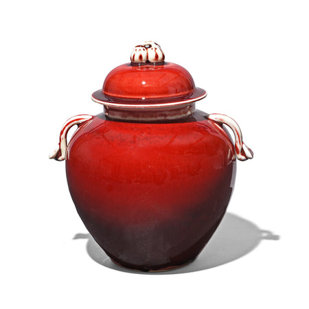 Sang De Boeuf Glaze Porcelain Lidded Urn