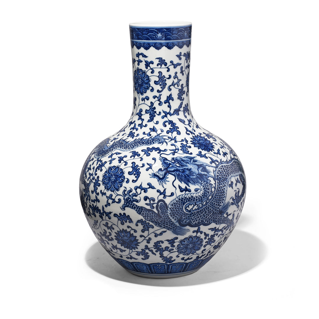 Large Blue & White Porcelain Dragon Vase | Indigo Antiques