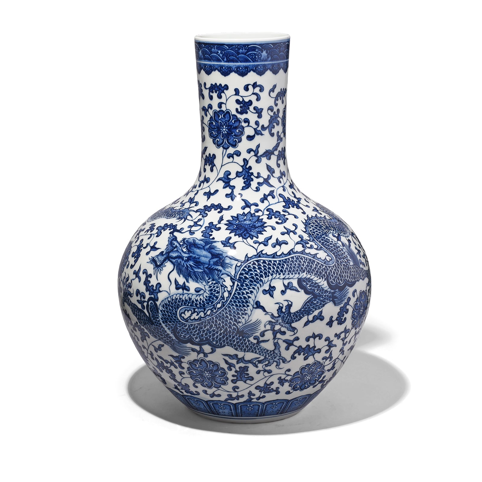 Large Blue & White Porcelain Dragon Vase | Indigo Antiques