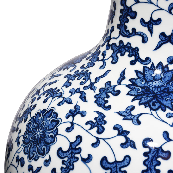 Design Detail From Large Blue & White Porcelain Tianqiuping Vase | Indigo Antiques