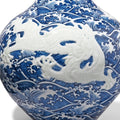 Blue & White Porcelain Tianqiuping Vase - Wave Dragons