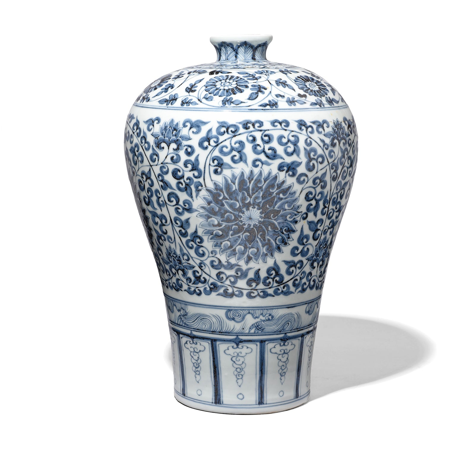 Blue & White Porcelain Meiping Vase - Fish Design Blue & White Porcelain Meiping Vase - Fish Design