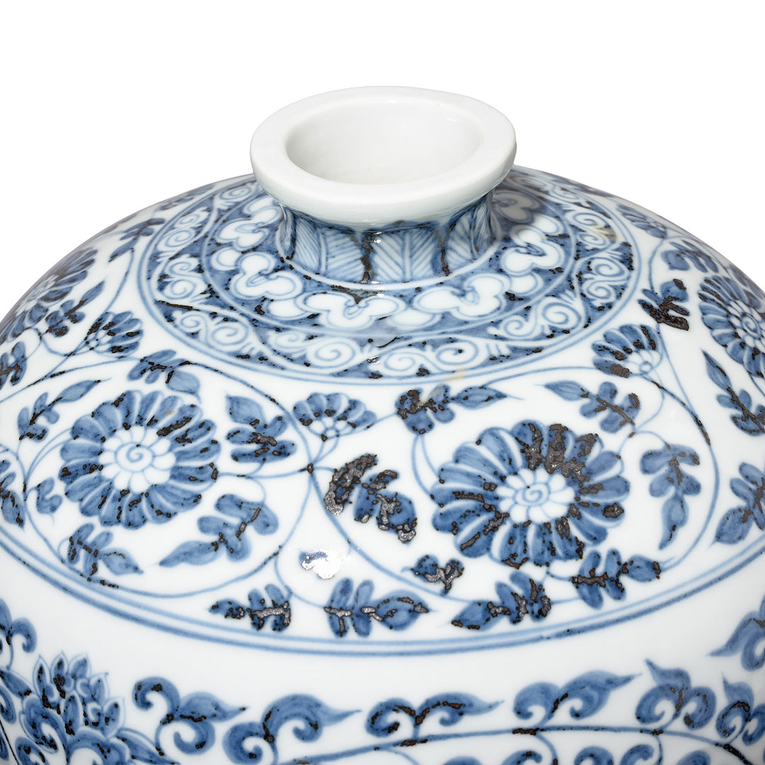 Opening Detail From Chinese Blue & White Porcelain Vase Chrysanthemum Design| Indigo Antiques