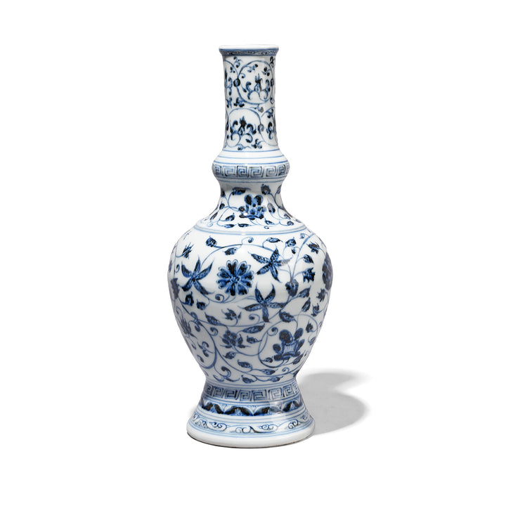 Blue & White Porcelain Holy Water Bottle - Lotus | Indigo Antiuques