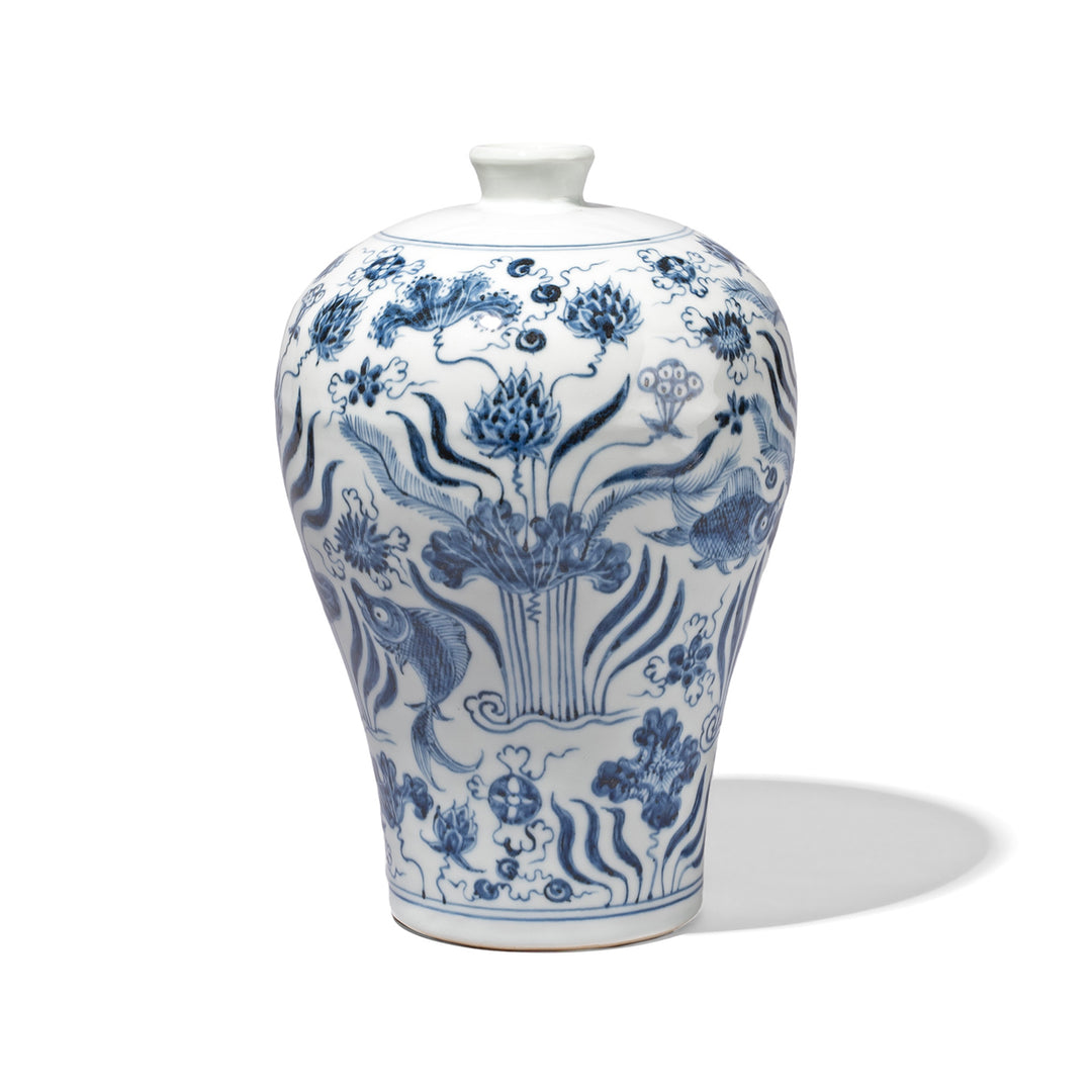 Reproduction Chinese Blue & White Porcelain Meiping Vases