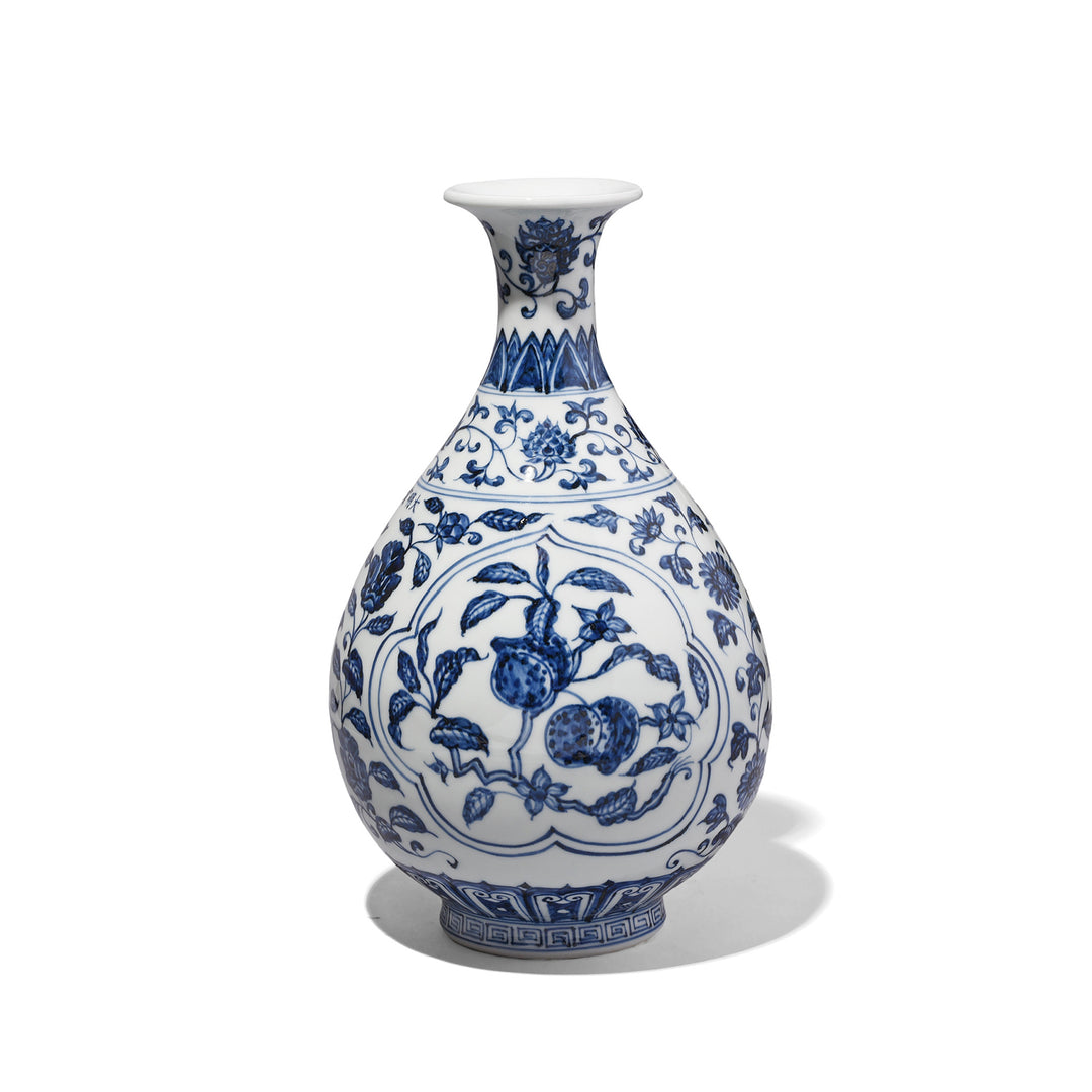 Blue & White Porcelain Pomegranate Yuhuchunping Vase | Indigo Antiques