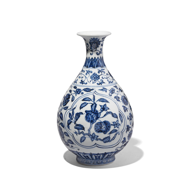 Blue & White Porcelain Pomegranate Yuhuchunping Vase | Indigo Antiques