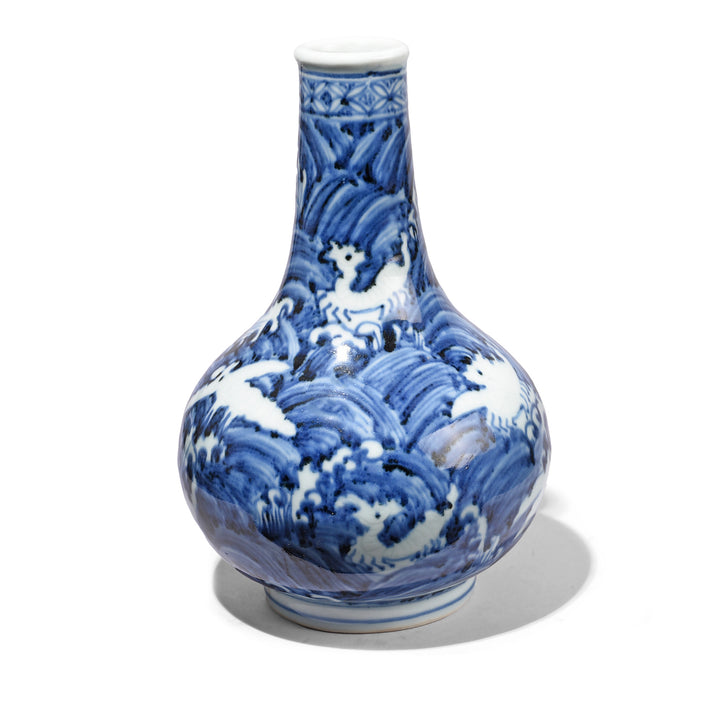 Blue & White Porcelain Small Bottle Vase | Indigo Antiques