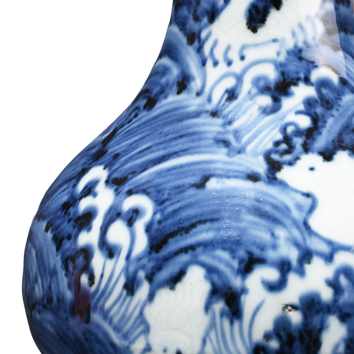 Detail From Blue & White Porcelain Small Bottle Vase | Indigo Antiques