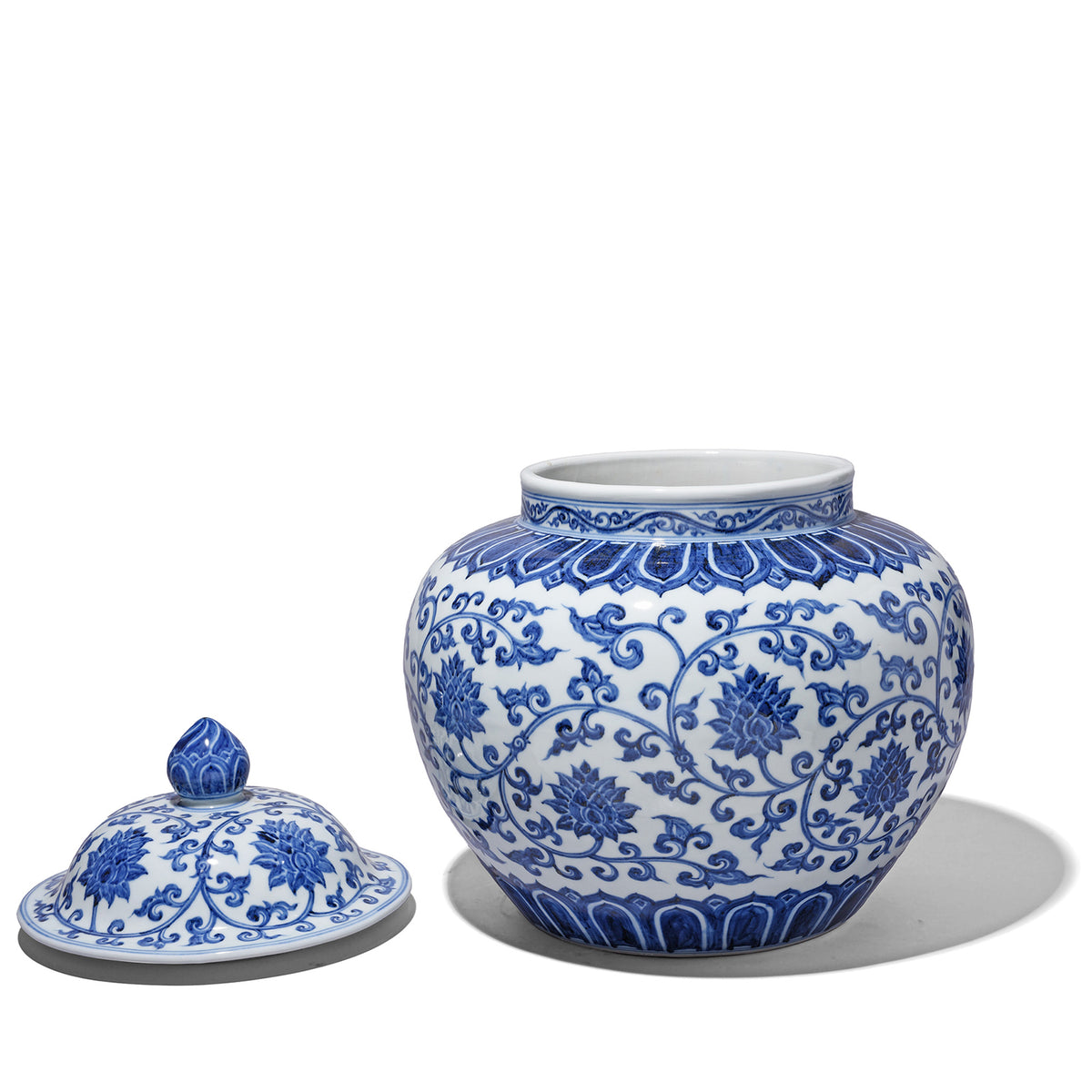 Lid Off Reproduction Chinese Blue & White Porcelain Jardinière | Indigo Antiques