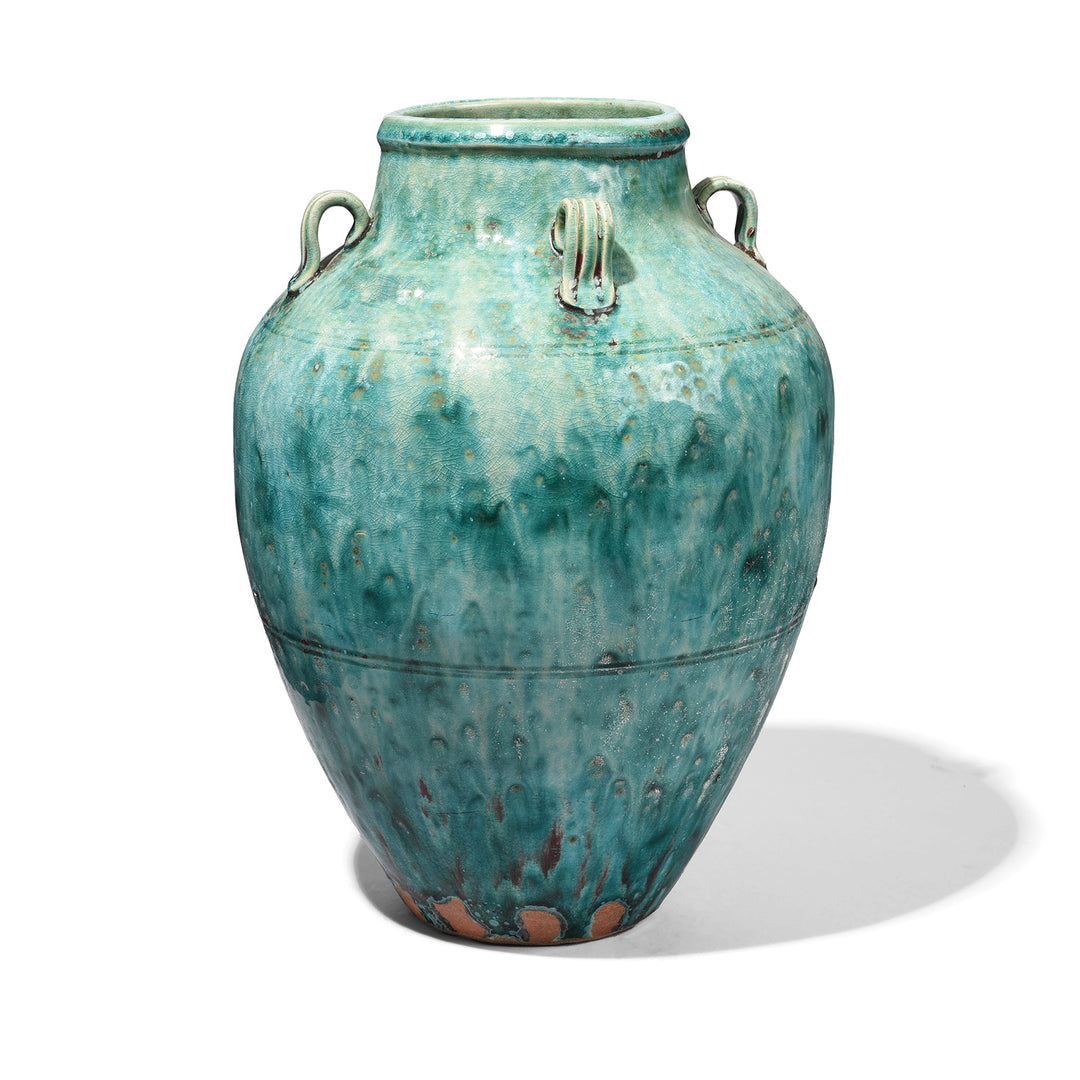 Green Copper Glazed Stoneware Vase | Indigo Antiques